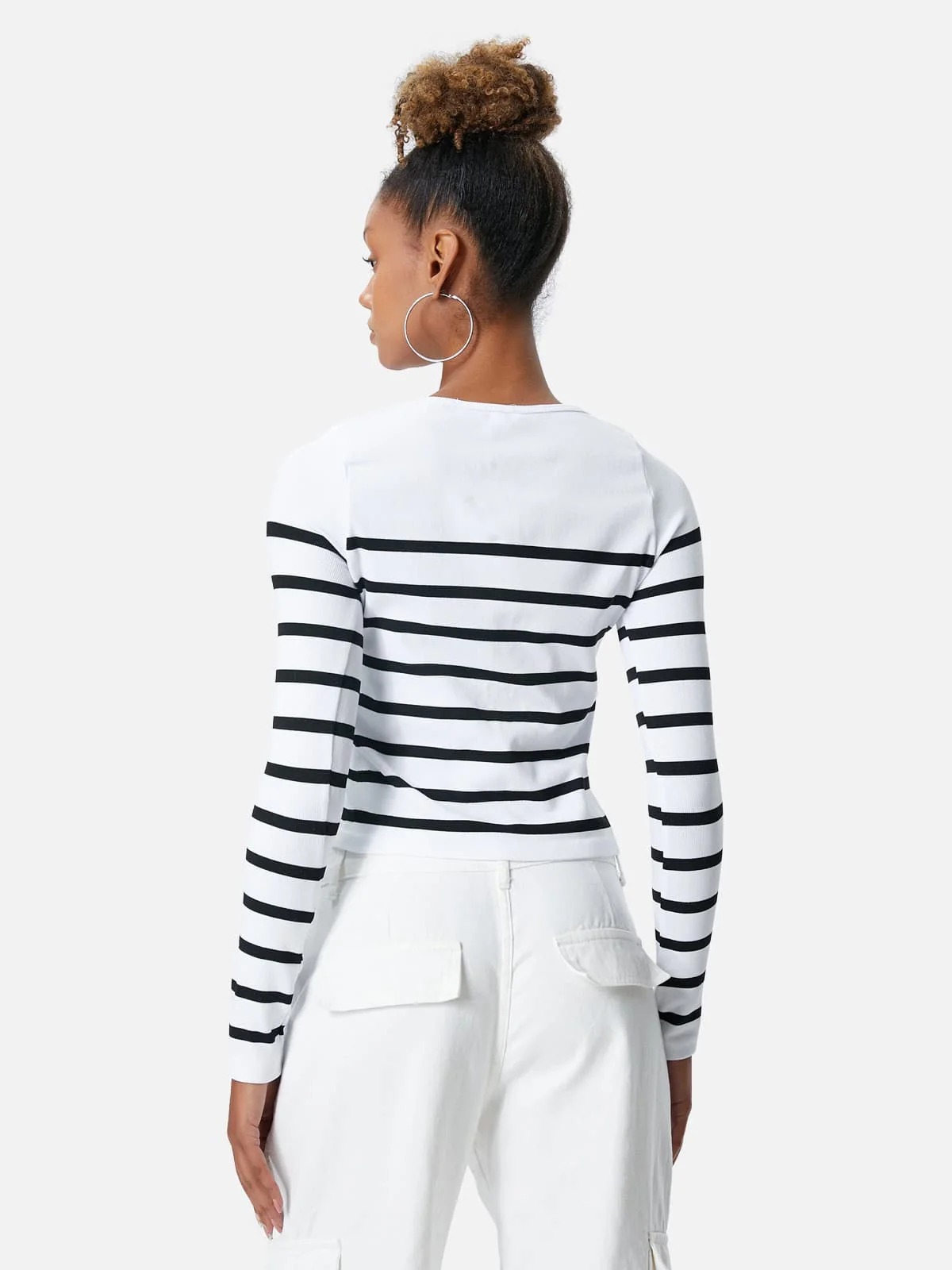 Cotton Long-Sleeve Striped T-shirt - Image 4