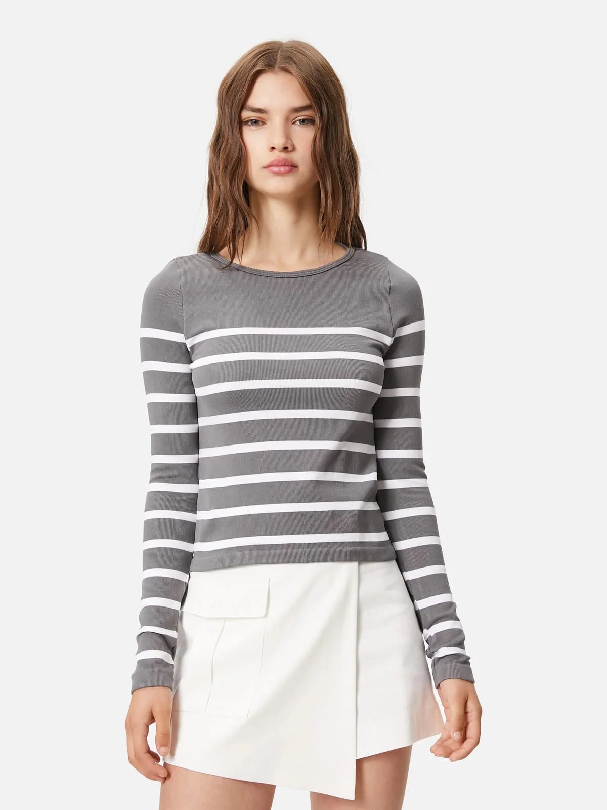 Cotton Long-Sleeve Striped T-shirt - Image 3