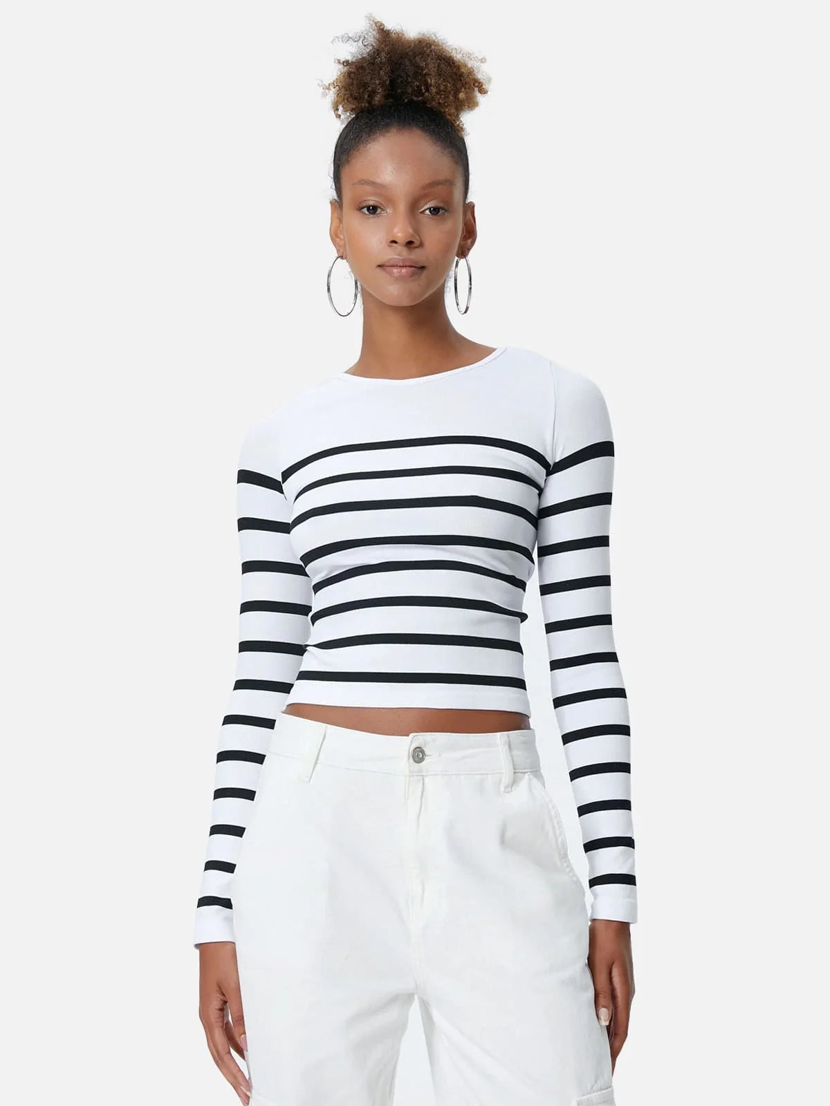 Cotton Long-Sleeve Striped T-shirt - Image 2