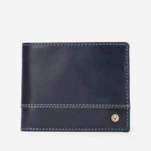 Men Navy Solid Leather Wallet