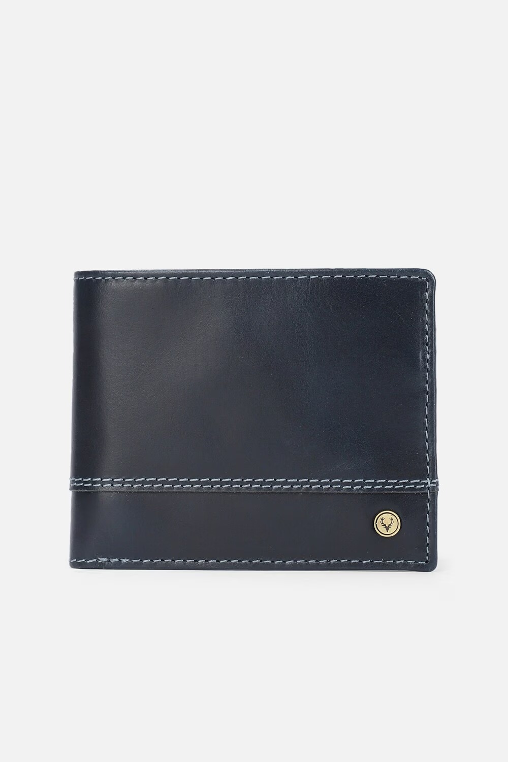 Men Navy Solid Leather Wallet