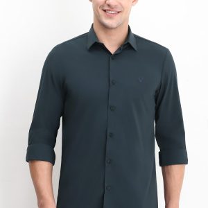 Men Grey Slim Fit Solid Full Sleeves Casual Shirt