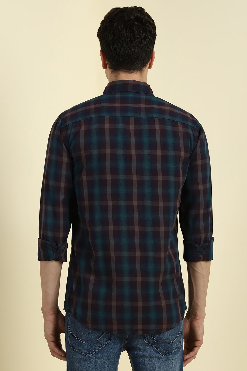 Men Brown Regular Fit Checked Full Sleeves Casual Shirt - Image 6