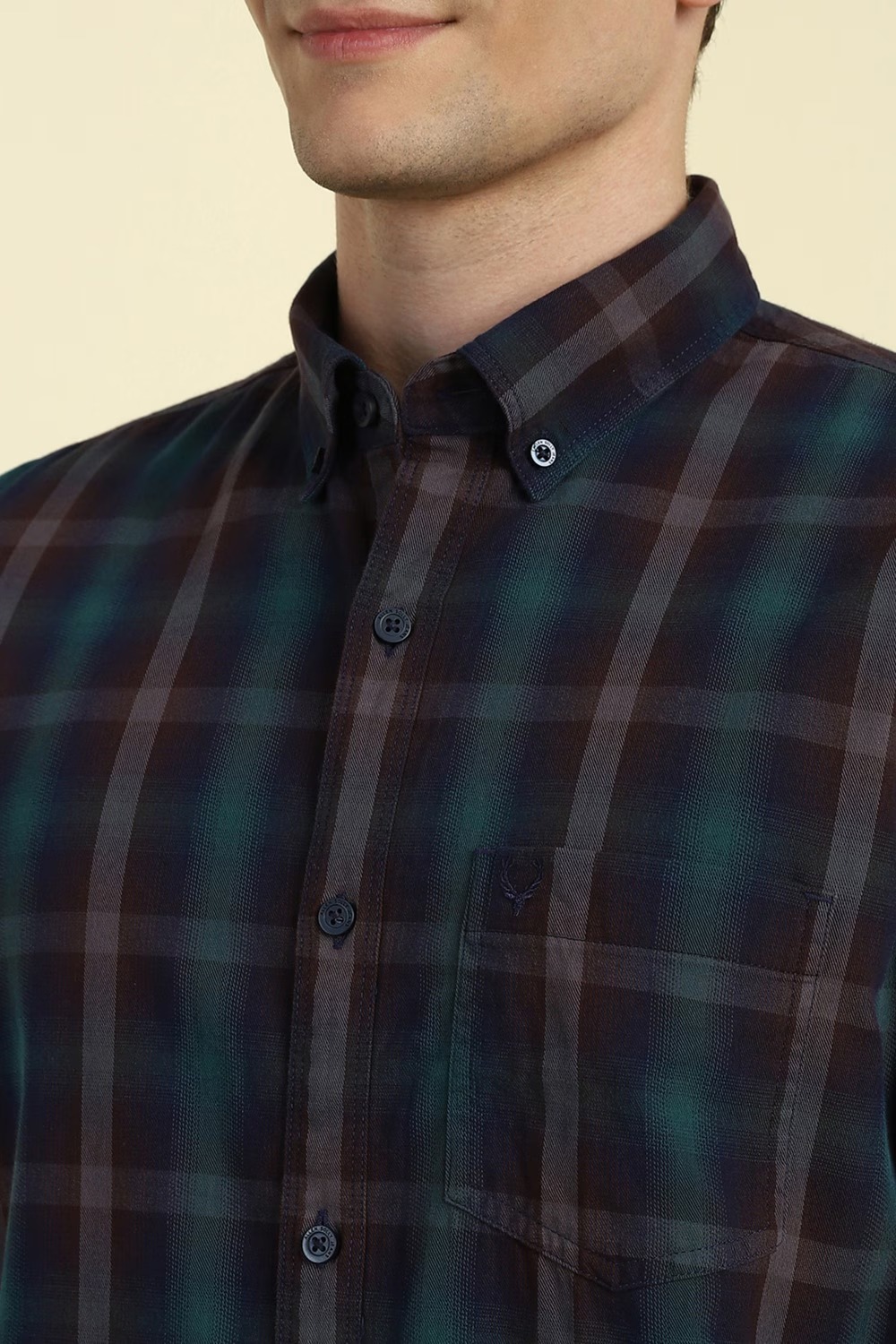 Men Brown Regular Fit Checked Full Sleeves Casual Shirt - Image 2